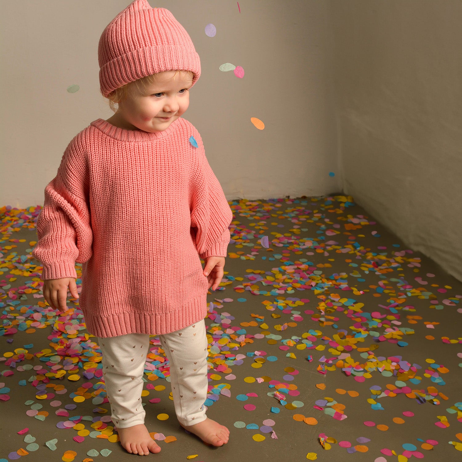 Strickset Pulli und Mütze rosa