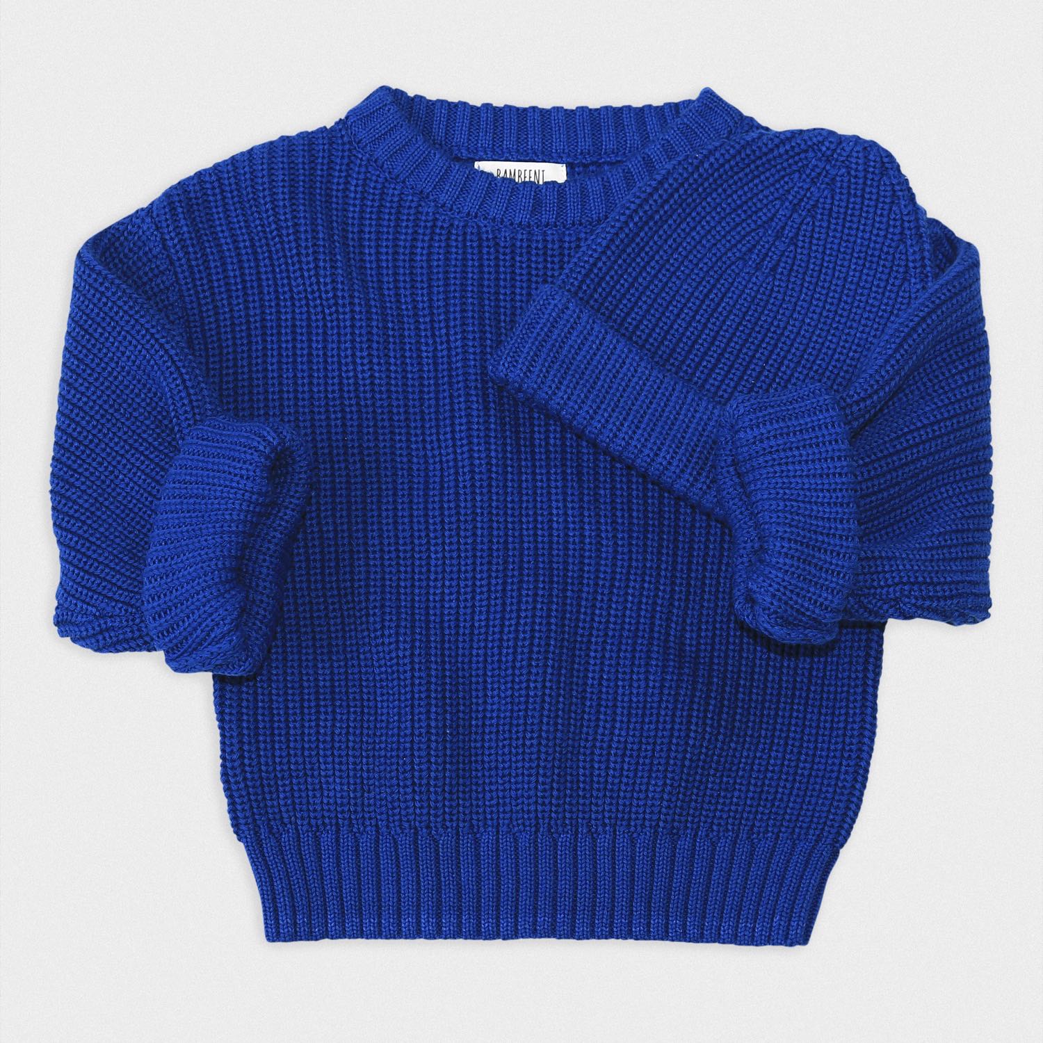 Strickset Pulli und Mütze blau