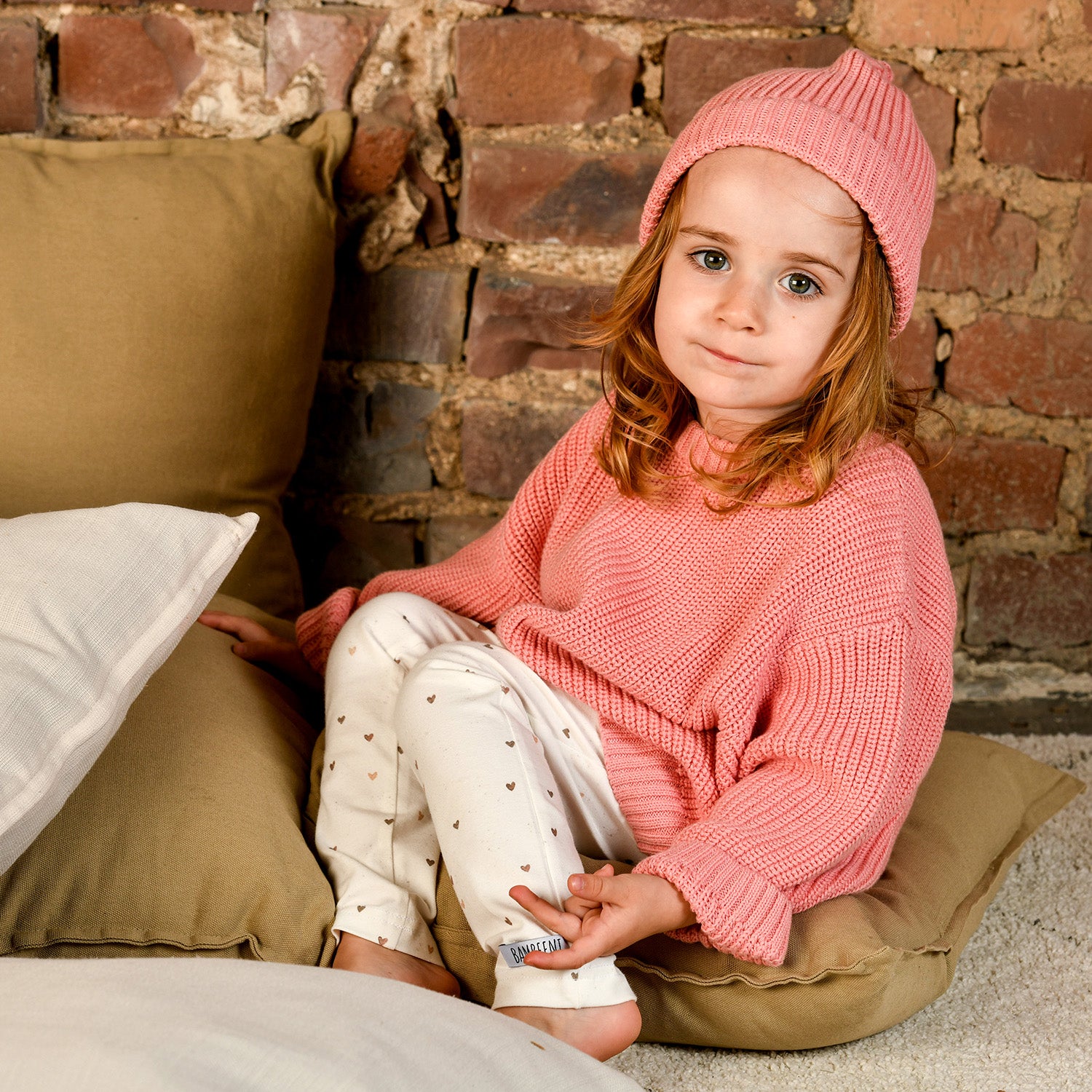 Strickset Pulli und Mütze rosa