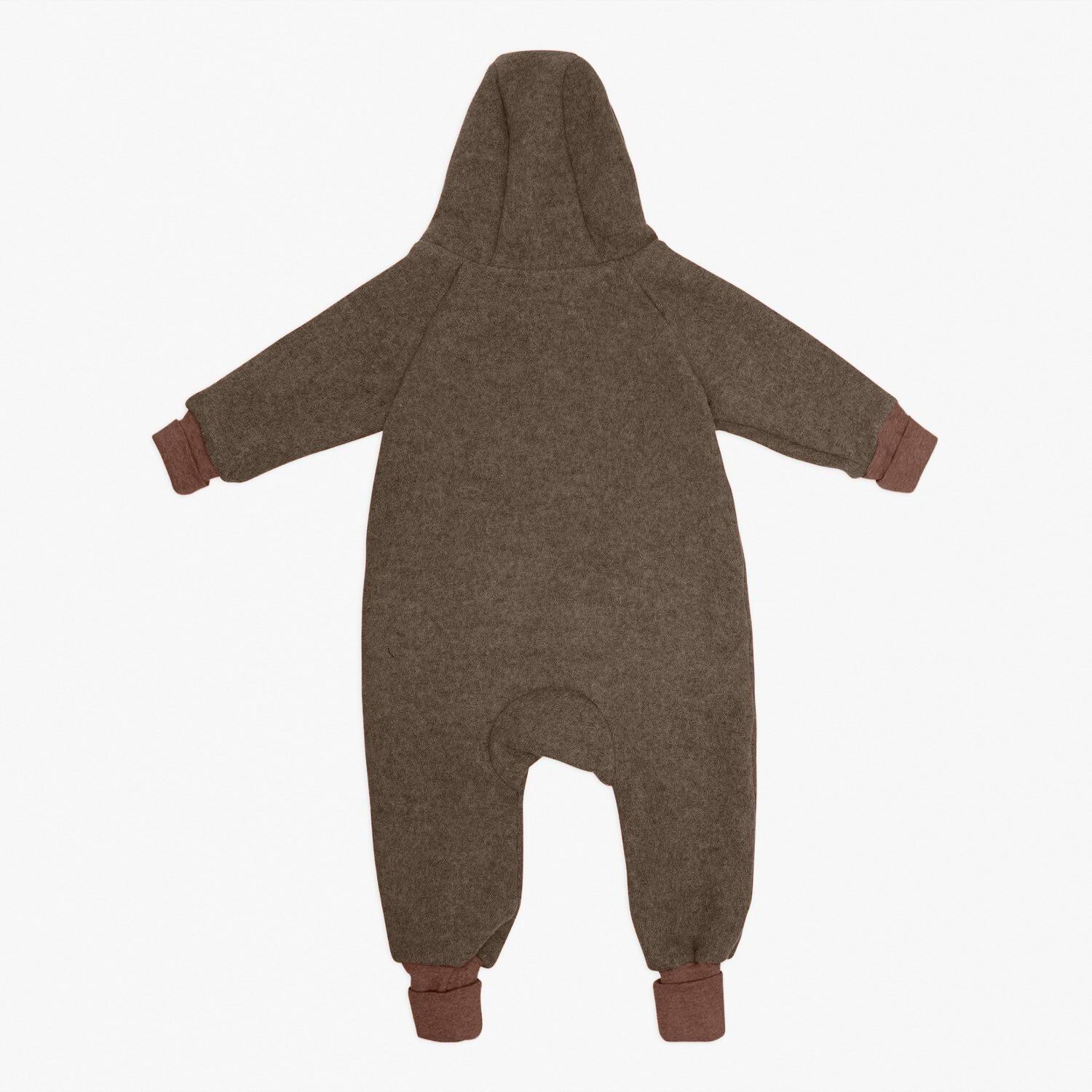 Produktfoto brauner Walkoverall- Bambeeni Walkoverall fuer Babys & Kinder aus 100% Schurwolle und Baumwollinnenfutter