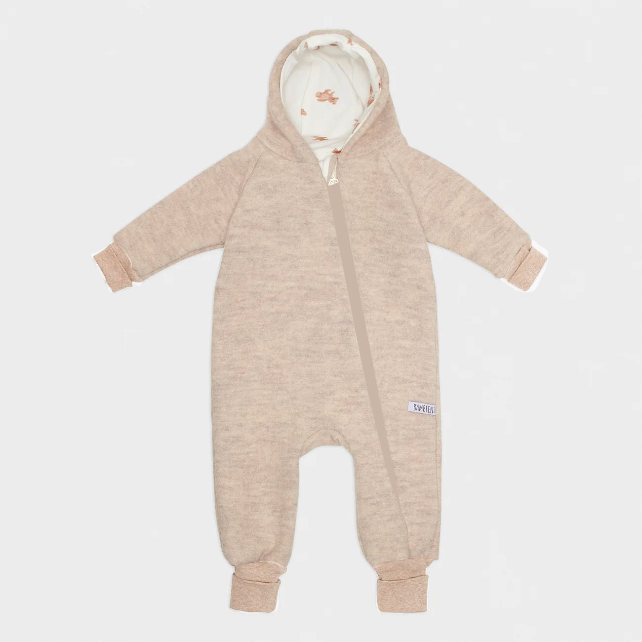 Produktfoto beiger Walkoverall- Bären- Bambeeni Walkoverall fuer Babys & Kinder aus 100% Schurwolle und Baumwollinnenfutter